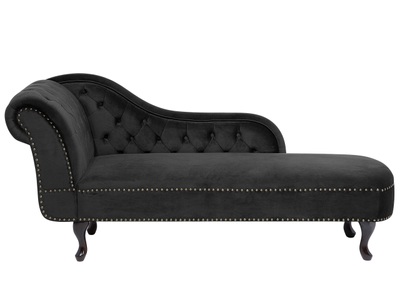 Beliani, Beliani Chaiselongue Samtstoff schwarz linksseitig NIMES, 