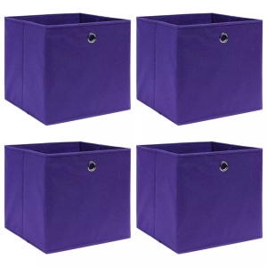 vidaXL, vidaXL Aufbewahrungsboxen 4 Stk. Lila 32×32×32 cm Stoff, vidaXL Aufbewahrungsboxen 4 Stk. Lila 32x32x32 cm Stoff