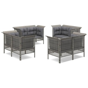 vidaXL, vidaXL 8-tlg. Garten-Lounge-Set mit Kissen Grau Poly Rattan