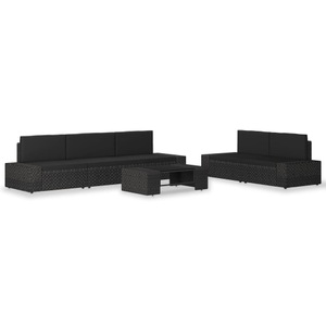 Diverse Hardware, 6-tlg. Garten-Lounge-Set Poly Rattan Schwarz, vidaXL 6-tlg. Garten-Lounge-Set Poly Rattan Schwarz
