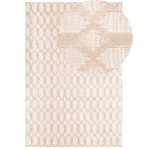 Beliani, Beliani Teppich beige 140 x 200 cm Kurzflor CIZRE, Beliani - Teppich aus Viskose Skandinavisch CIZRE, 200 cm, Perle