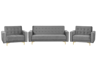 Beliani, Beliani Sofa Set Samtstoff grau ABERDEEN, 