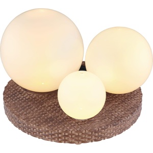 mutoni light, Solarleuchte Rattan hellgrau 3xLED, Solarleuchte Rattan hellgrau 3xLED