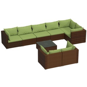 vidaXL, vidaXL 9-tlg. Garten-Lounge-Set mit Kissen Braun Poly Rattan, 