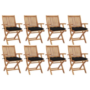 vidaXL, vidaXL Klappbare Gartenstühle mit Kissen 8 Stk. Massivholz Teak