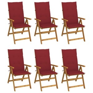 vidaXL, vidaXL Klappbare Gartenstühle 6 Stk. mit Auflagen Massivholz Akazie, vidaXL Klappbare Gartenstühle 6 Stk. mit Auflagen Massivholz Akazie