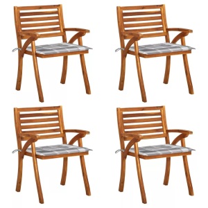 vidaXL, vidaXL Gartenstühle mit Kissen 4 Stk. Massivholz Akazie, vidaXL Gartenstühle mit Kissen 4 Stk. Massivholz Akazie
