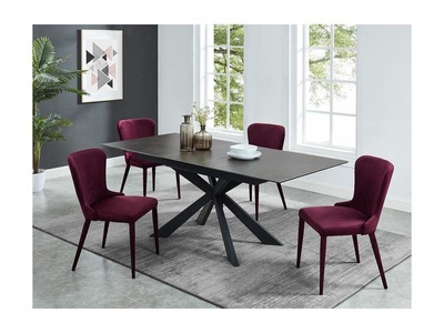 Vente-unique, Esstisch ALBINA Ausziehbar Keramik Glas Esstisch ALBINA Ausziehbar Keramik Glas, 