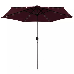 Diverse Hardware, Sonnenschirm mit LED-Leuchten Aluminium-Mast 270 cm Bordeauxrot, vidaXL Sonnenschirm mit LED-Beleuchtung und Alu-Mast 270 cm Bordeaux