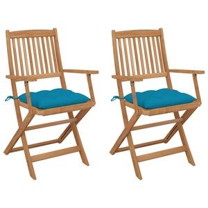 vidaXL, vidaXL Klappbare Gartenstühle 2 Stk. mit Kissen Massivholz Akazie, vidaXL Klappbare Gartenstühle 2 Stk. mit Kissen Massivholz Akazie