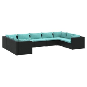 vidaXL, vidaXL 9-tlg. Garten-Lounge-Set mit Kissen Poly Rattan Schwarz