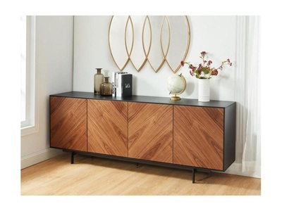 Vente-unique, Sideboard mit 4 Türen MDF in NussbaumOptik es Metall ISMAEL Sideboard mit 4 Türen MDF in NussbaumOptik es Metall ISMAEL, 
