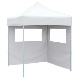 vidaXL, vidaXL Profi-Partyzelt Faltbar mit 2 Seitenwänden 2×2m Stahl Weiß, VidaXL - Partyzelt gewebe, One Size, Weiss