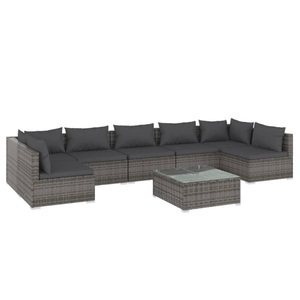 vidaXL, vidaXL 8-tlg. Garten-Lounge-Set mit Kissen Poly Rattan Grau, 