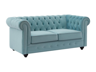 Vente-unique, Sofa 2-Sitzer - Samt - Pastell - CHESTERFIELD Sofa 2-Sitzer - Samt - Pastell - CHESTERFIELD, Vente-unique - Sofa 2-Sitzer - Samt - Pastellblau - CHESTERFIELD, One Size, Himmelblau