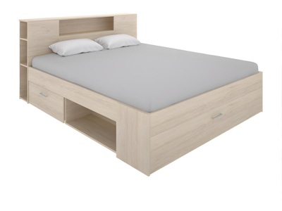 Vente-unique, Bett mit Stauraum Schubladen Eichenholzfarben LEANDRE Bett mit Stauraum Schubladen Eichenholzfarben LEANDRE