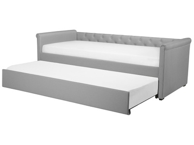 Beliani, Bett mit Lattenrost aus Polyester Retro LIBOURNE Bett mit Lattenrost aus Polyester Retro LIBOURNE