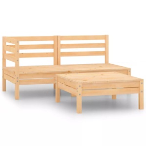 vidaXL, vidaXL 3-tlg. Garten-Lounge-Set Massivholz Kiefer, vidaXL 3-tlg. Garten-Lounge-Set Massivholz Kiefer