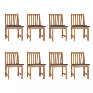 vidaXL, vidaXL Gartenstühle 8 Stk. mit Kissen Massivholz Teak, vidaXL Gartenstühle 8 Stk. mit Kissen Massivholz Teak