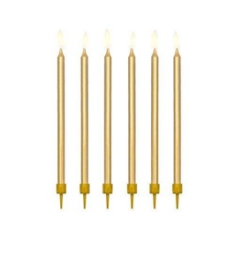 PartyDeco, 12 Kerzen 12 Kerzen, Partydeco Kerze 12.5 cm, 12-teiig, Gold