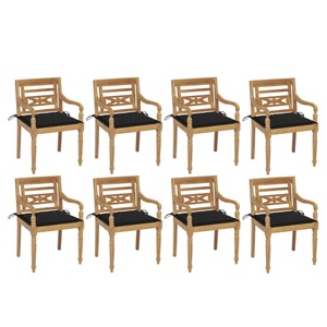 vidaXL, vidaXL Batavia-Stühle mit Kissen 8 Stk. Massivholz Teak