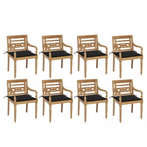 vidaXL, vidaXL Batavia-Stühle mit Kissen 8 Stk. Massivholz Teak