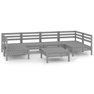 vidaXL, vidaXL 7-tlg. Garten-Lounge-Set Grau Massivholz Kiefer