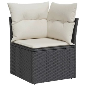 vidaXL, vidaXL Garten-Ecksofa mit Kissen Schwarz Poly Rattan