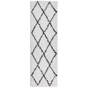 vidaXL, vidaXL Teppich Shaggy Hochflor Modern Creme und Schwarz 80x250 cm