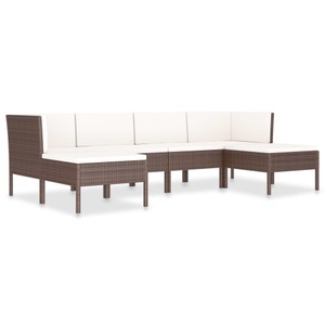 vidaXL, vidaXL 6-tlg. Garten-Lounge-Set mit Auflagen Poly Rattan Braun