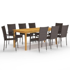 vidaXL, vidaXL 9-tlg. Garten-Essgruppe Braun, vidaXL 9-tlg. Garten-Essgruppe Braun