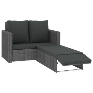 vidaXL, vidaXL 2-tlg. Garten-Lounge-Set mit Kissen Poly Rattan Grau, 