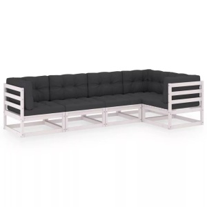 vidaXL, vidaXL 5-tlg. Garten-Lounge-Set mit Kissen Kiefer Massivholz, vidaXL 5-tlg. Garten-Lounge-Set mit Kissen Kiefer Massivholz