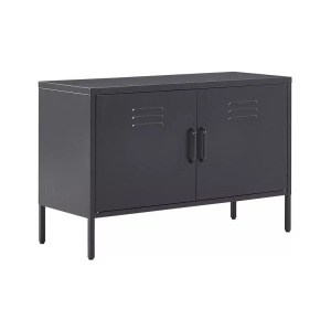Beliani, Sideboard mit 2 Türen aus Stahl Industriell URIA Sideboard mit 2 Türen aus Stahl Industriell URIA, Beliani - Büroschrank aus Stahl Modern URIA, One Size, Schwarz