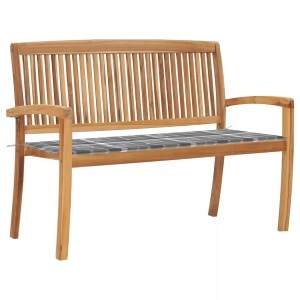 vidaXL, vidaXL Stapelbare Gartenbank mit Auflage 128,5 cm Massivholz Teak, VidaXL - Bank teak, One Size, Braun
