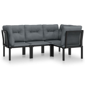 vidaXL, vidaXL 4-tlg. Garten-Lounge-Set Schwarz und Grau Poly Rattan