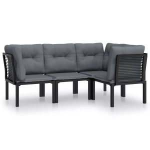 vidaXL, vidaXL 4-tlg. Garten-Lounge-Set Schwarz und Grau Poly Rattan