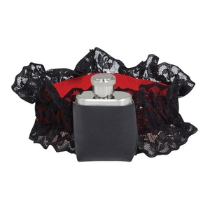 Bristol Novelty, Strumpfband mit Flachmann Schwarz, Bristol Novelty - Strumpfband mit Flachmann, One Size, Schwarz