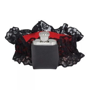 Bristol Novelty, Strumpfband mit Flachmann Schwarz, Bristol Novelty - Strumpfband mit Flachmann, One Size, Schwarz