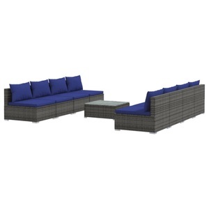 vidaXL, vidaXL 9-tlg. Garten-Lounge-Set mit Kissen Poly Rattan Grau, 