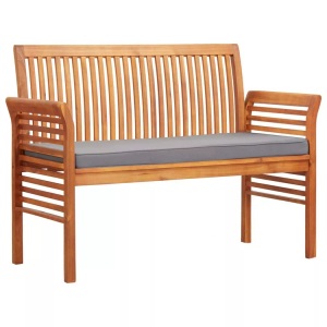 Diverse Hardware, 2-Sitzer Gartenbank mit Kissen 120 cm Massivholz Akazie