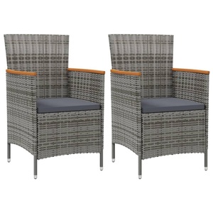 vidaXL, vidaXL Garten-Essstühle 2 Stk. Poly Rattan Grau