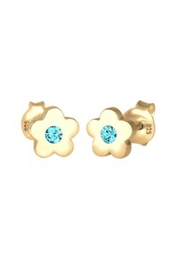 Elli, Elli Ohrringe BLUME SWAROVSKI® KRISTALLE BLAU 925er Sterling Silber vergoldet, Ohrringe Kinder Blume Kristalle Unisex Gold ONE SIZE