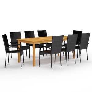 vidaXL, vidaXL 9-tlg. Garten-Essgruppe Schwarz, vidaXL 9-tlg. Garten-Essgruppe Schwarz