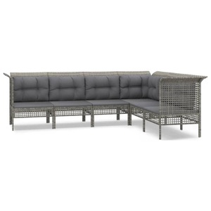vidaXL, vidaXL 6-tlg. Garten-Lounge-Set mit Kissen Grau Poly Rattan