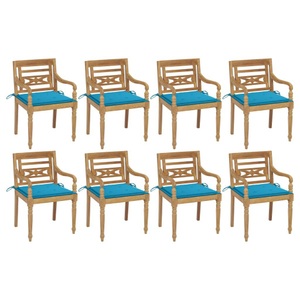 vidaXL, vidaXL Batavia-Stühle mit Kissen 8 Stk. Massivholz Teak
