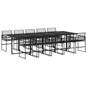 vidaXL, vidaXL 11-tlg. Garten-Essgruppe Schwarz Poly Rattan