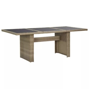 vidaXL, vidaXL Garten-Esstisch Braun 200x100x74 cm Glas und Poly Rattan