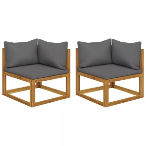 vidaXL, vidaXL Ecksofas 2 Stk. Modular mit Kissen Massivholz Akazie, vidaXL Ecksofas 2 Stk. Modular mit Kissen Massivholz Akazie