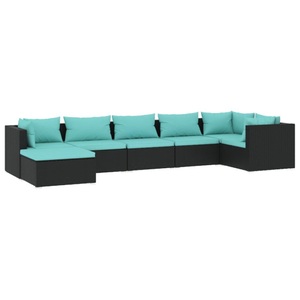 vidaXL, vidaXL 7-tlg. Garten-Lounge-Set mit Kissen Poly Rattan Schwarz
